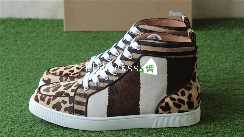 Christian Louboutin Flat Sneaker High Top Leopard Furs